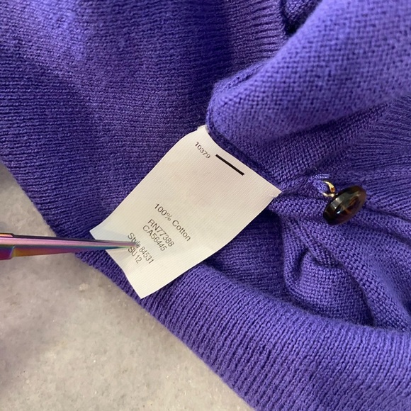 J. Crew Size XS Dark Periwinkle Short Sleeve V Neck Button Front Knit Cardigan - Picture 8 of 8